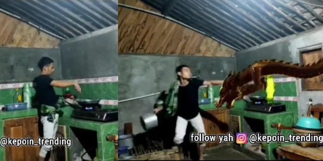 Lagi Asyik Masak Malam-malam, Pemuda Diganggu Siluman Naga dan Buaya, Pertarungannya Ingatkan Netizen sama Drama Kolosal