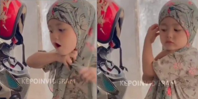 Viral, 5-Year-Old Child Expertly Wears Pashmina Hijab Without a Needle, Girls Immediately 'Insecure'