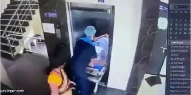 Video Tense Hospital Elevator Collapse When Entered by Patient, Bed Tumbles