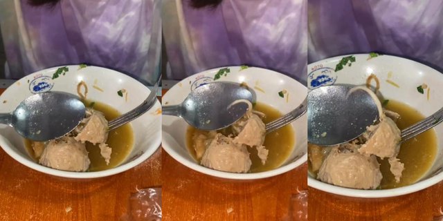 Enak-enak Makan Bakso, Temukan Benda Panjang Mencuat dari Dalamnya Mirip Ekor, Netizen: Buntut Tikus?