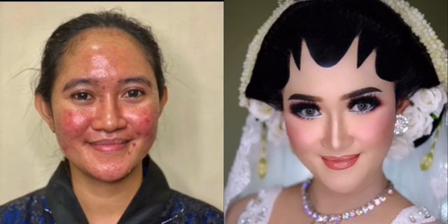 Potret Transformasi Wanita Berjerawat Dirias MUA Jadi Pengantin Jawa, Hasilnya Bikin Pangling!