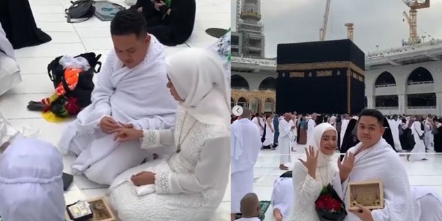 Viral Couple Ijab Kabul in Front of the Kaaba, Ring Display Moment Makes People Envious