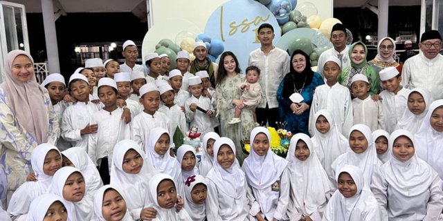 Portrait of Nikita Willy's Child's Birthday with Orphaned Children, Baby Issa's Appearance Wearing Koko and Peci Makes Everyone Adore Him