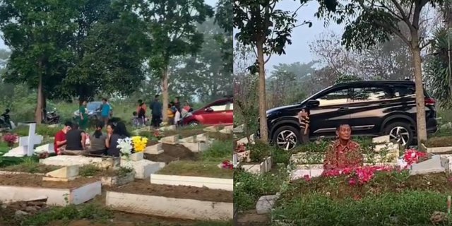 Touching Moment of Husband Visiting Wife's Grave Alone Without Family: Empty Stare, Very Sad Expression