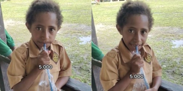 Viral Video of Papua Elementary School Student Buying Bottled Water in Plastic for Rp5 Thousand, Netizens: Can Get a Gallon Here