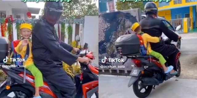 Hilarious! His School is Just Across the Street, This Kindergarten Child Asks His Father to Ride Him on a Motorcycle Every Morning, Just Like His Friends