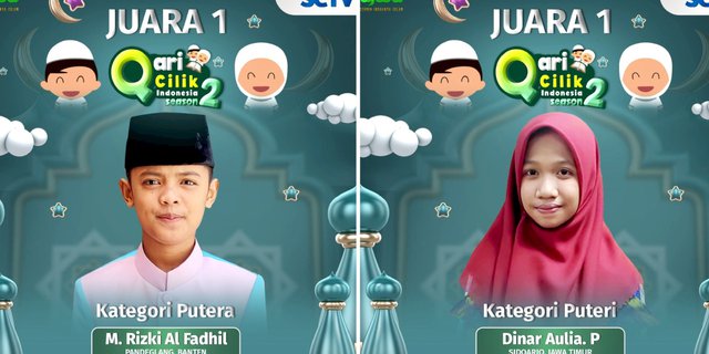 Fadhil and Dinar Become Champions of the Grand Final of Qari Cilik Indonesia Season 2, Entitled to a Prize of Rp 45 Million