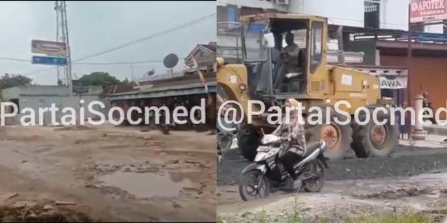 Similar to the Legend of Roro Jonggrang, Road Repairs in Lampung are Accelerated Overnight, Here's the 'Before After' Appearance