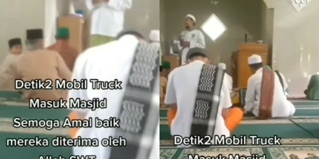 Moments of 'Driverless Truck' Sneaking into the Mosque Carrying Congregation's Alms