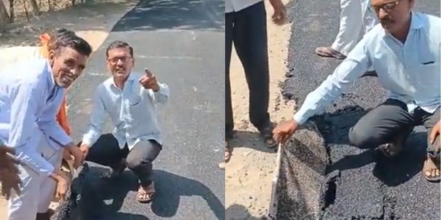 Construction of Super Smooth Road Resembling Carpet Can Be Easily Lifted, Making Residents Furious