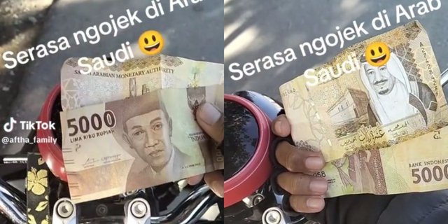 Passenger Mistakenly Pays with Riyal, Motorcycle Taxi Driver Feels Like He's in Saudi Arabia