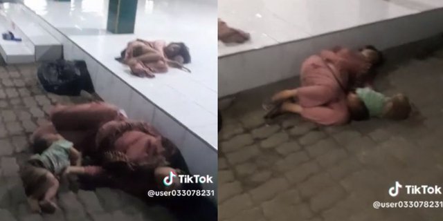 Heartbreaking Moment Man Finds Mother and Two Children Sleeping in the Mosque Courtyard Without Mattress and Blanket