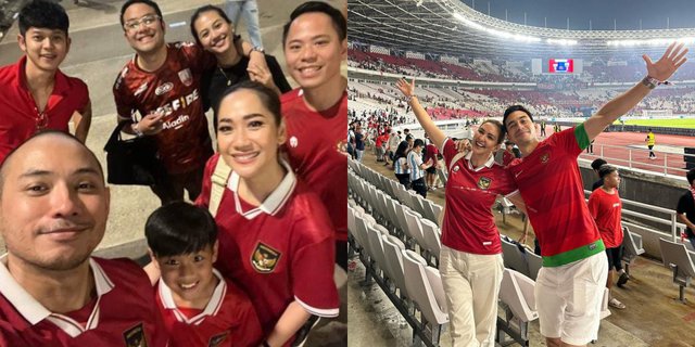 Artists Watching the Indonesia Vs Argentina Match at GBK Stadium, Verrel Bramastha Different Shirt