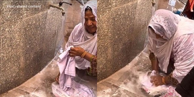 Action of Hajj Pilgrims Washing Clothes Using Zamzam Water Near Masjidil Haram, Making Those Who See Shake Their Heads