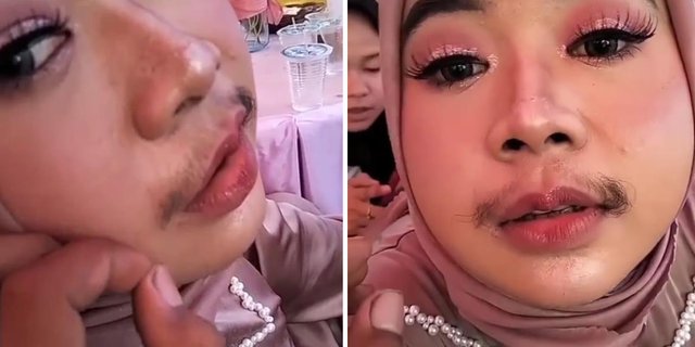 Viral Wanita Berjilbab Ini Memiliki Kumis Tebal Sampai Ditarik Tarik