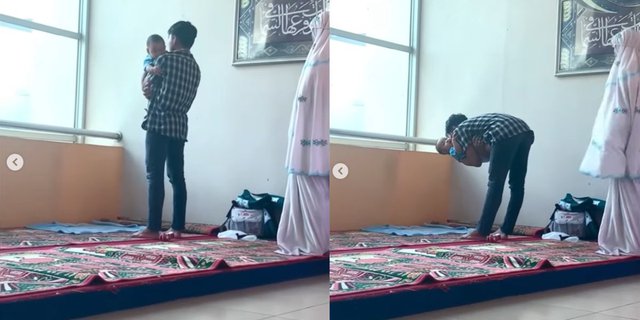Viral Father Carrying Child While Praying in Congregation Because No One is Watching