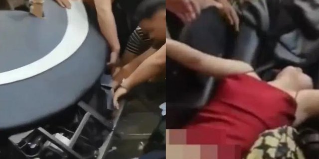 Tense Moments of Rescuing a Woman's Hair Stuck in a Train Station Massage Chair