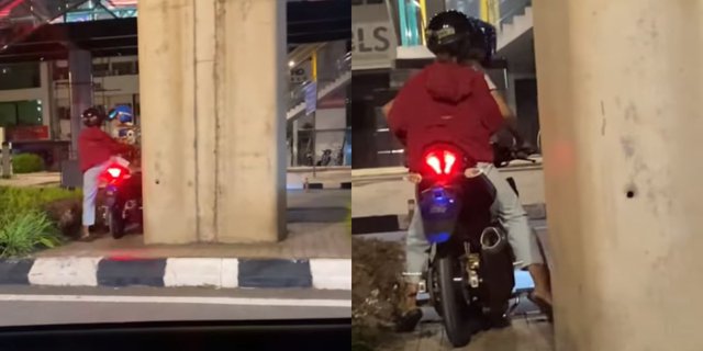 Car Driver Pranked as Police, Motorcyclist Panics and Spins Around