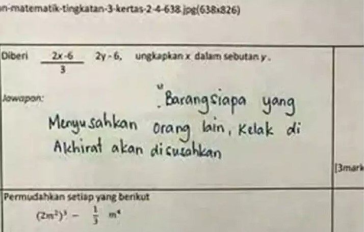 10 Potret Jawaban Absurd Siswa di Lembar Ujian, Bikin Guru Geleng-geleng Kepala!