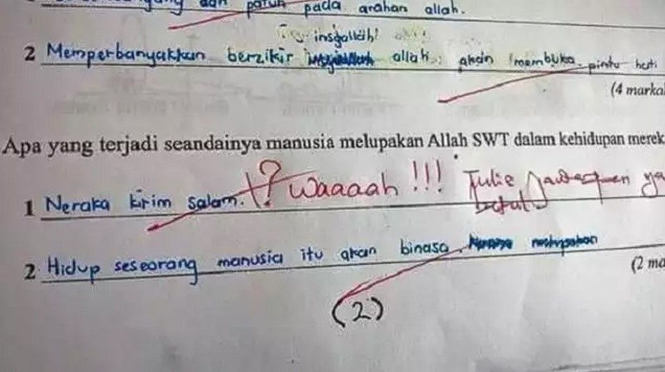 10 Potret Jawaban Absurd Siswa di Lembar Ujian, Bikin Guru Geleng-geleng Kepala!