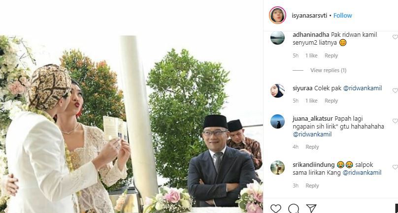   Ridwan Kamil di pernikahan Isyana