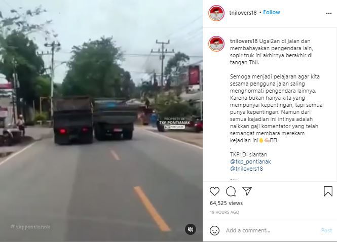 Truk TNI Pepet Sopir Truk Ugal ugalan