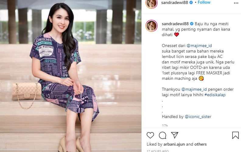 Intip Gaya Stylish Sandra Dewi Tenteng Hermes Lindy Mini Bag, Satu