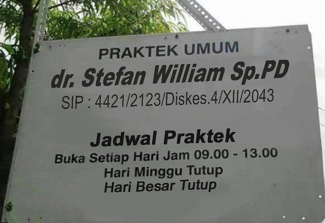 Papan nama doker Stefan William