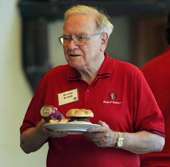 Warren Buffett menyukai burger dan cola.