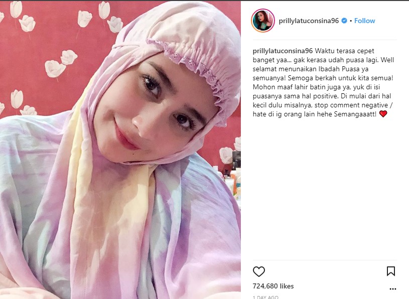 Prilly menutup kolom komentar Instagram