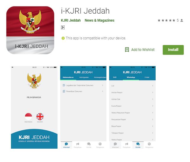 Aplikasi i-KJRI Jeddah di Playstore.