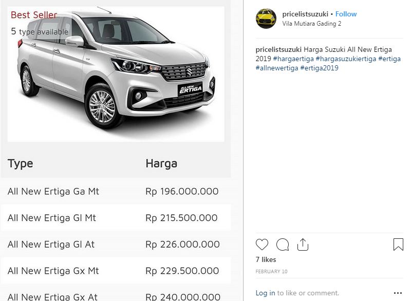 Harga All New Ertiga