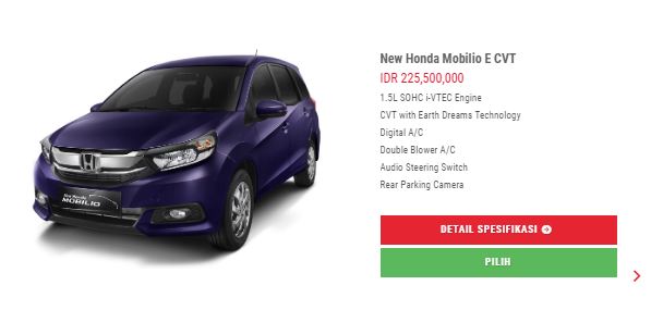 New Honda Mobilio E CVT