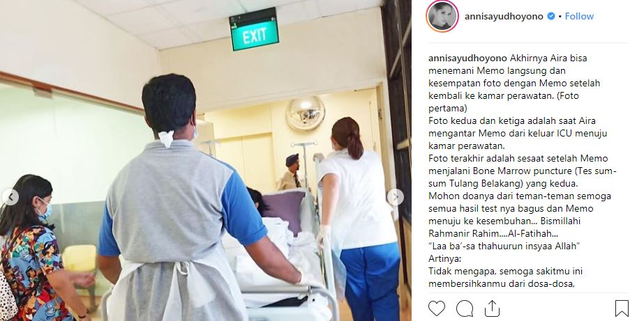Aira Yudhoyono kala mengantar Ani Yudhoyono ke kamar perawatan