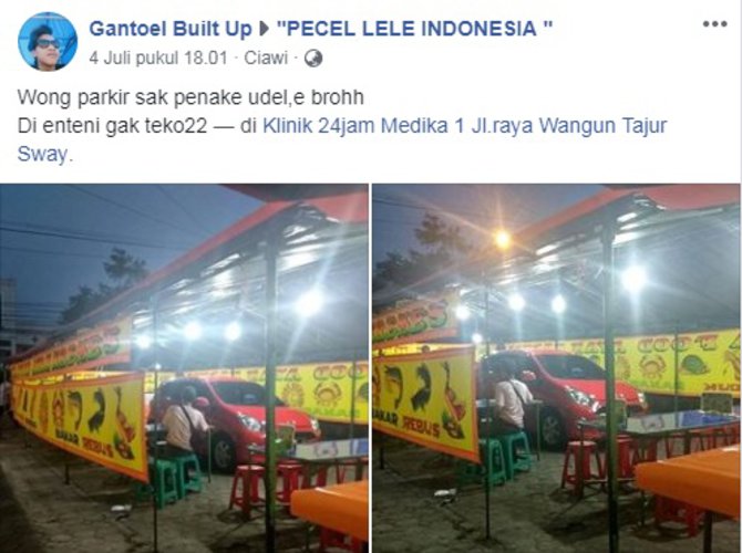 Wanita Sembunyikan Mobil di Warung Pecel Lele