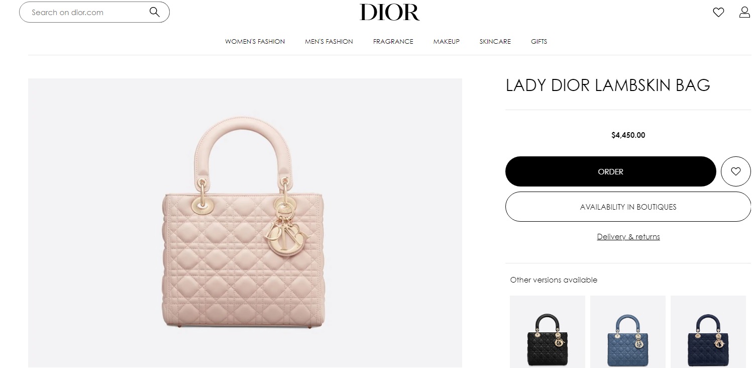 Lady Dior Lambskin Bag in Beige