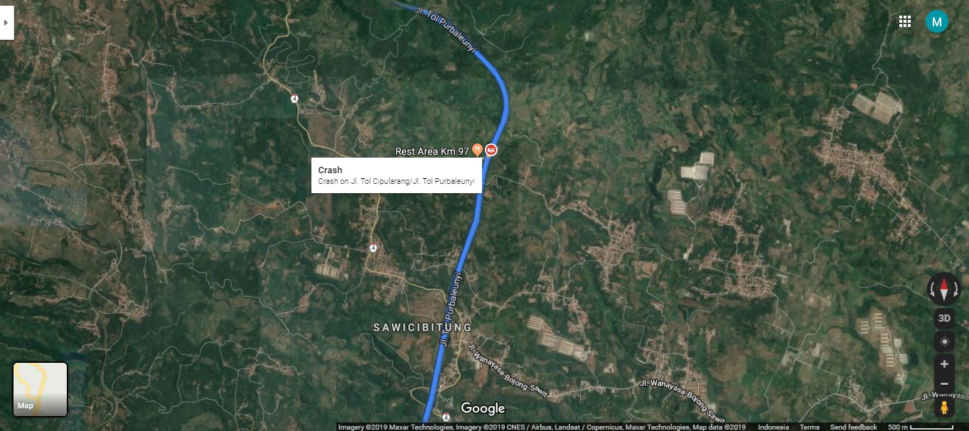 Tabrakan di Tol Purbaleunyi (Foto: Google Maps)