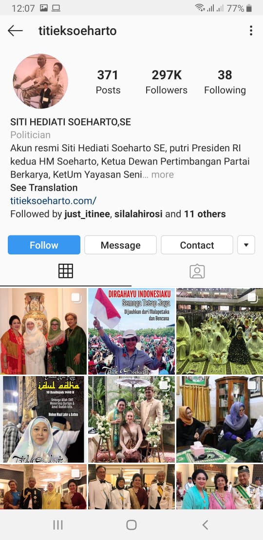Instagram Titiek Soeharto