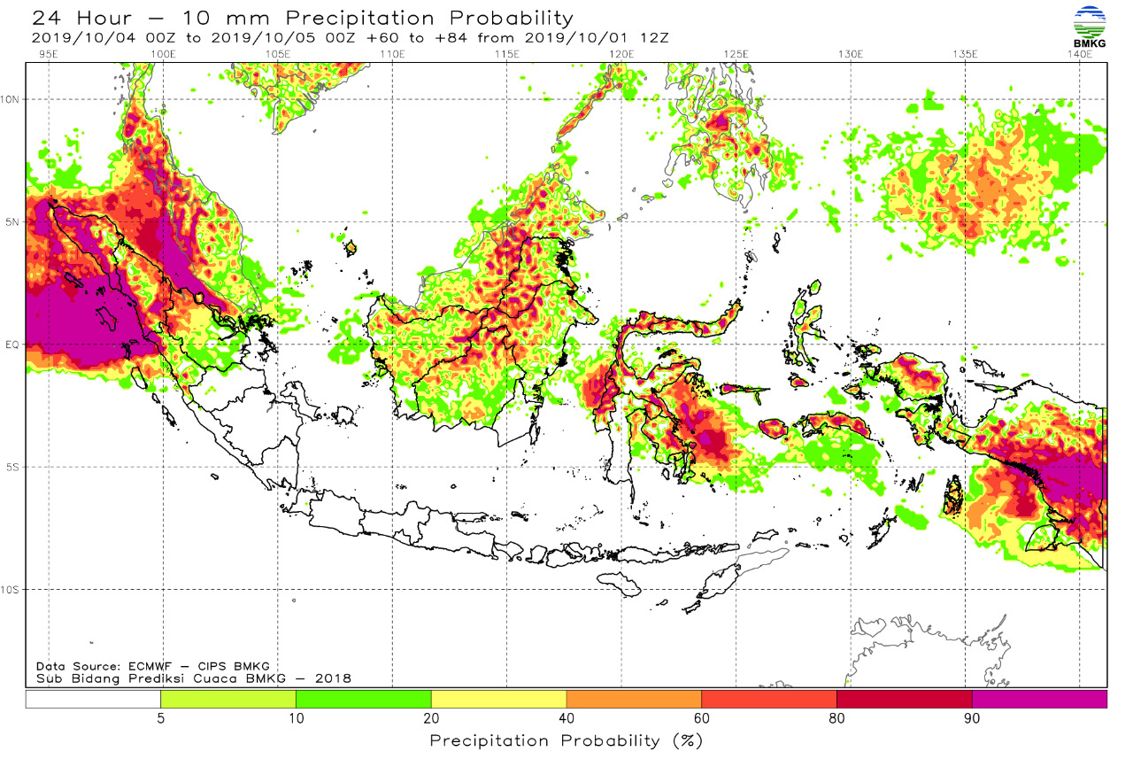 Kondisi cuaca di Indonesia 4-5 Oktober 2019