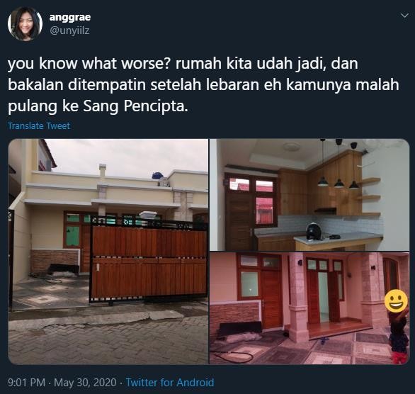 Sang suami tak sempat menempati rumah yang baru saja jadi.