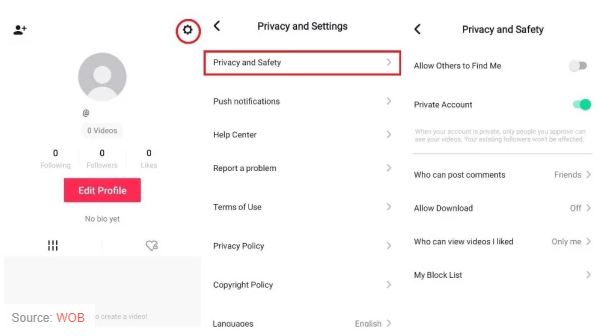 Setting privasi TikTok