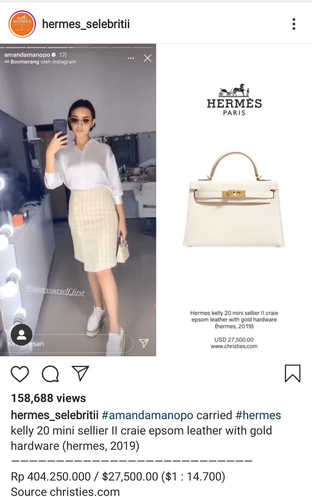 citrakirana carried K32 sellier craie epsom leather with gold
