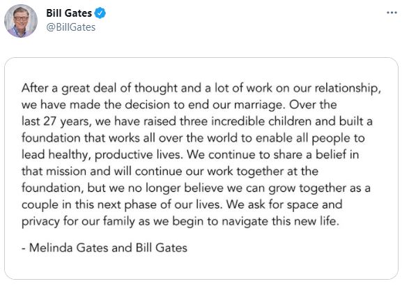 Bill dan Melinda Gates memutuskan untuk bercerai