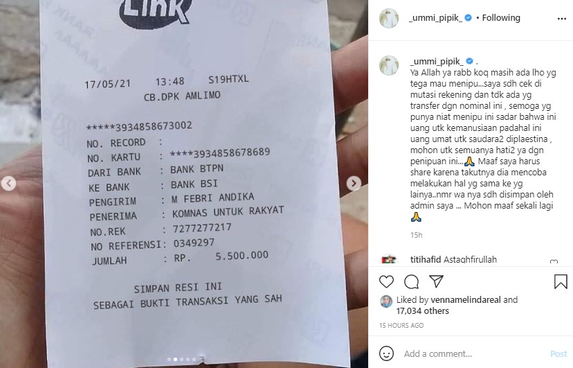 Umi Pipik nyaris jadi korban penipuan