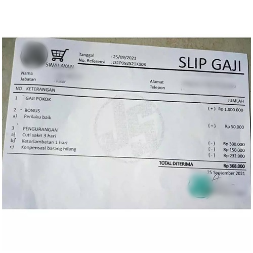 Viral Slip Gaji Karyawan Sebuah Swalayan