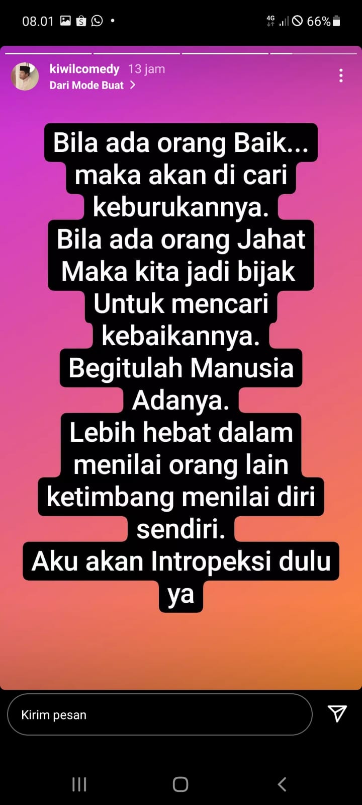 Kiwil Ingin Intropeksi diri