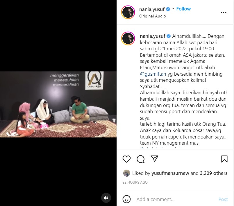 Video detik detik Nania ucapkan dua kalimat syahadat