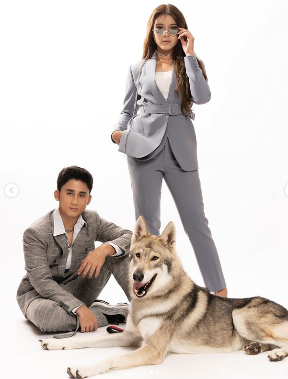 Tiara Andini and Alshad Ahmad Pose Together with a Wolf