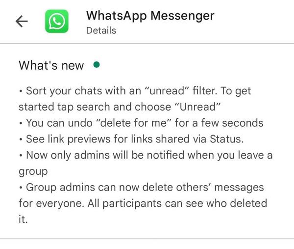 Beberapa fitur baru WhatsApp, termasuk keluar dari grup diam-diam.