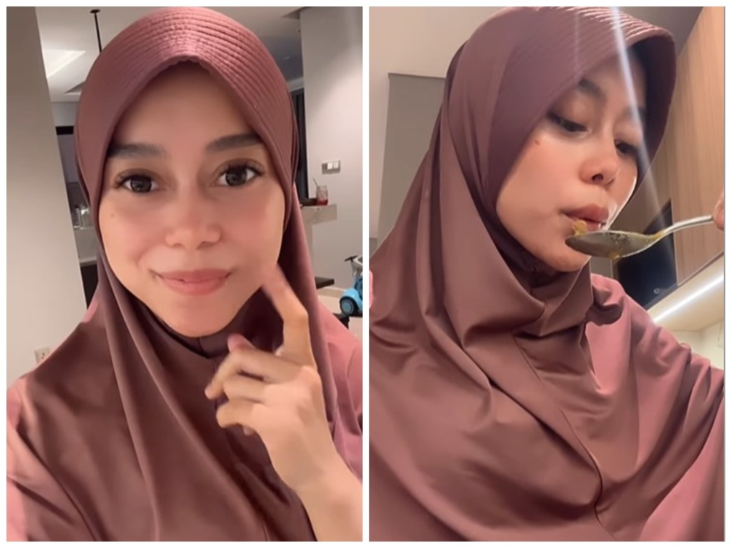 Lesti Kejora sedang bagikan tutorial masak